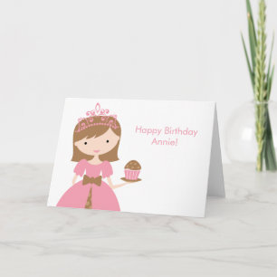 Pink Cupcake Princess Birthday Card