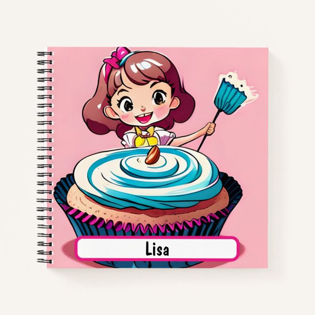 Pink Cupcake Princess, With Customisable Nametag Notebook (Front)