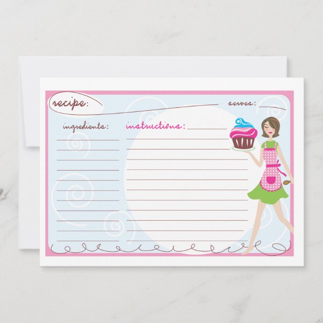 Pink Cupcake Recipe Cards (Front)