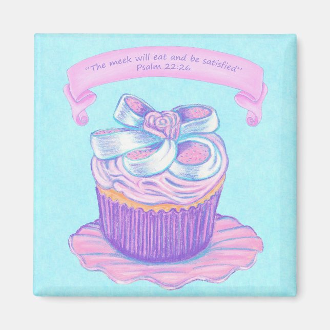 Pink CupCake Scripture Magnet (Front)