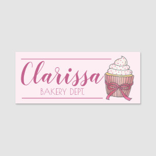 Pink Cupcake Shop Cake Bakery Pastry Chef Cafe Name Tag