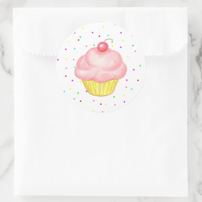 Pink Cupcake Stickers (Bag)
