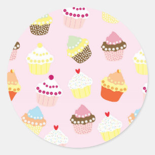 Pink Cupcake Stickers Birthday Party