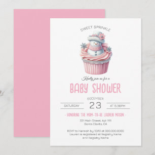 Pink Cupcake Sweet Sprinkle Girl Baby Shower Invitation