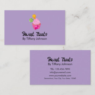 Pink Cupcake Sweet Treats Bakery Purple Business Card