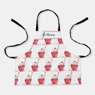 Pink Cupcake Sweets Hand drawn Baking Food Kids Apron