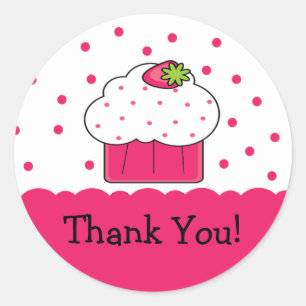 Pink Cupcake Thank You Birthday Sticker