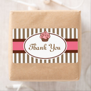 Pink Cupcake Thank You Labels