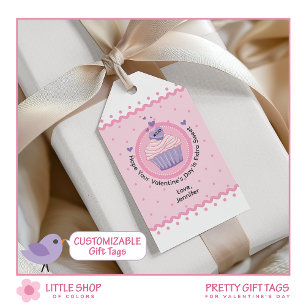 Pink Cupcake Valentine's Day Gift Tags