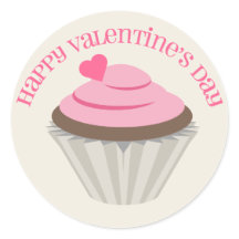 Pink Cupcake Valentine's Day Sticker
