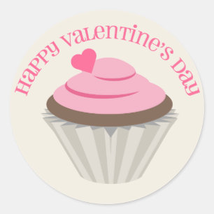 Pink Cupcake Valentine's Day Sticker
