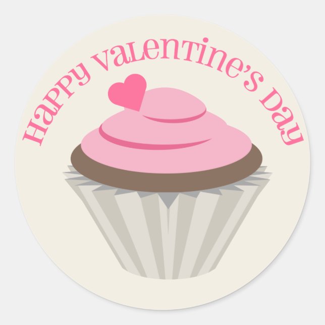 Pink Cupcake Valentine's Day Sticker (Front)