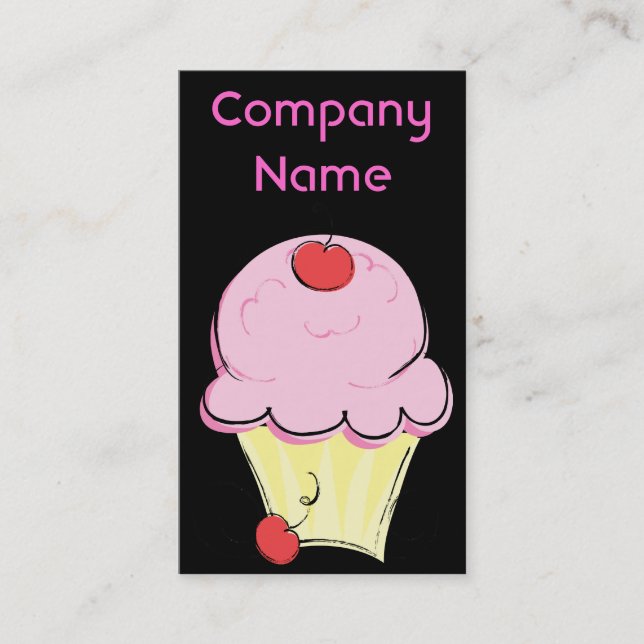 Pink Cupcake Vertical Business Cards (Front)