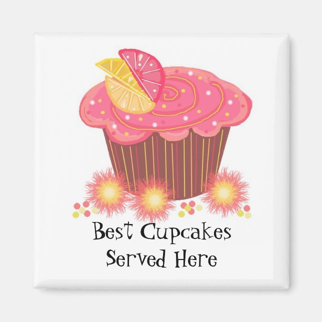 Pink Cupcake with Cute Saying Magnet (Front)