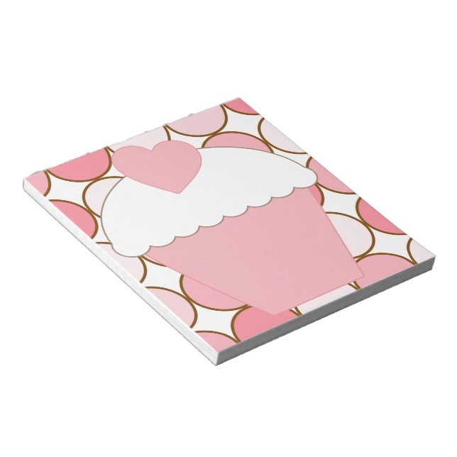 Pink Cupcake with Dots Notepad (Angled)