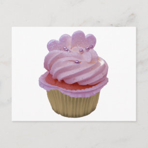 Pink Cupcake with Hearts Postcard