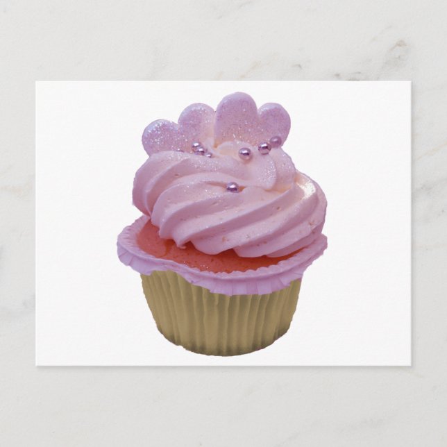 Pink Cupcake with Hearts Postcard (Front)