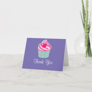 Pink Cupcake WIth Polka Dot Cherry Thank You