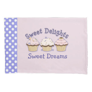 Pink Cupcakes and Polka Dots Pillow Case