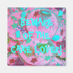 Pink Cupcakes 'cake lover' fridge magnet