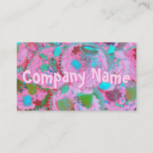 Pink Cupcakes front text business card pink
