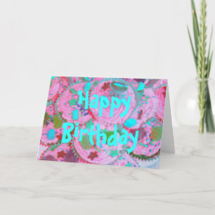Pink Cupcakes 'Happy Birthday' blue card