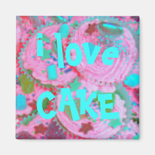 Pink Cupcakes 'i love cake'  fridge magnet