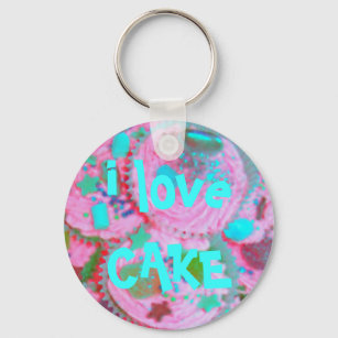 Pink Cupcakes 'i love CAKE' keychain