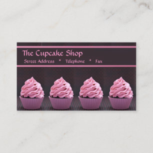 Pink Cupcakes on Black Business Cards