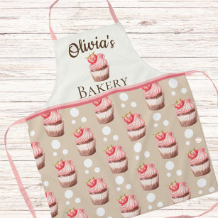 Pink Cupcakes Personalised Bakery Name Apron