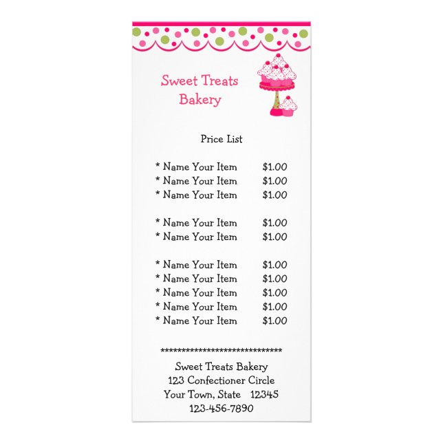 Pink Cupcakes Rack Card (Front)