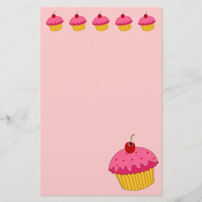 Pink Cupcakes Stationery (Front)