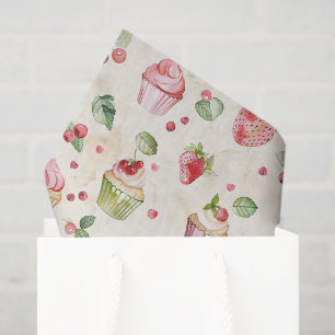 Pink Cupcakes Strawberries Birthday Tissue Paper