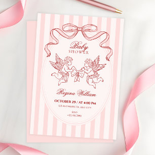 Pink Cupid angel baby shower Invitation