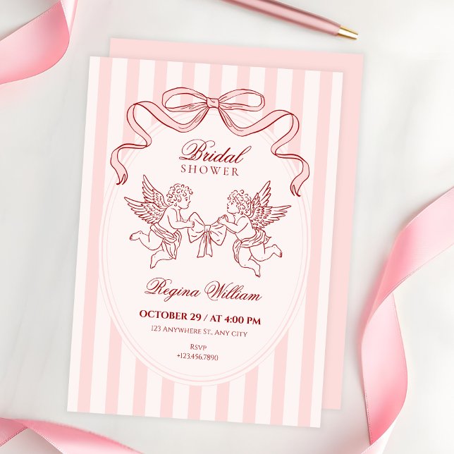 Pink Cupid angel bridal shower Invitation (Creator Uploaded)