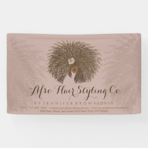 Pink Curl Afro Hair Stylist Banner