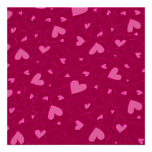 Pink curly hearts poster