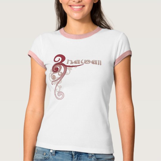Pink Curly Swirl Hawaii Ringer T-Shirt