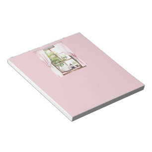 Pink Curtains Cat Nap Window Notepad