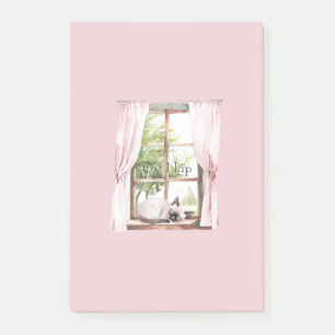Pink Curtains Cat Nap Window Post-it Notes