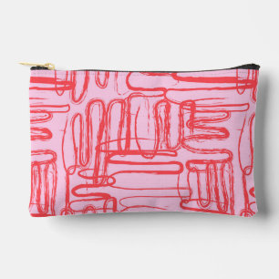 Pink Curve Wavy Squiggle Abstract Modern Accessory Pouch