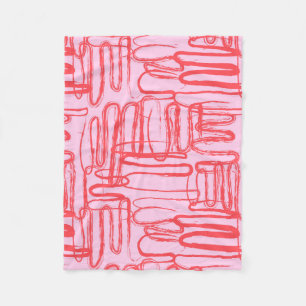 Pink Curve Wavy Squiggle Abstract Modern Fleece Blanket