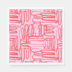 Pink Curve Wavy Squiggle Abstract Modern Napkin
