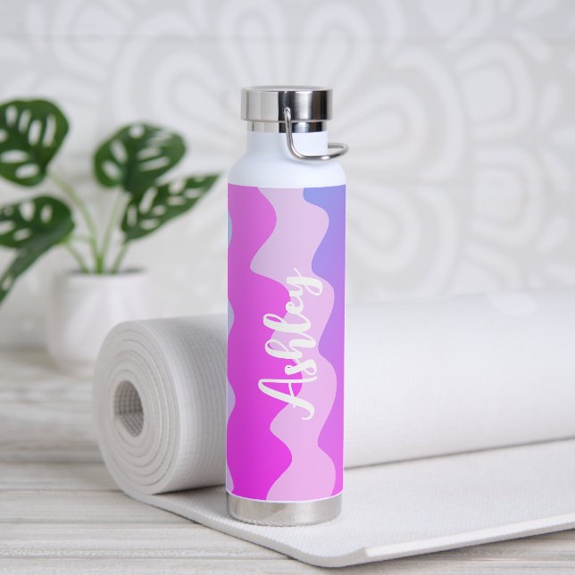 Pink Curves CUSTOM Chic Name Personalised Water Bottle (Yoga)