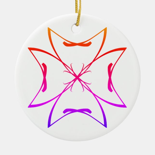 Pink Curves Doodle Mandala #25  Ceramic Tree Decoration (Front)