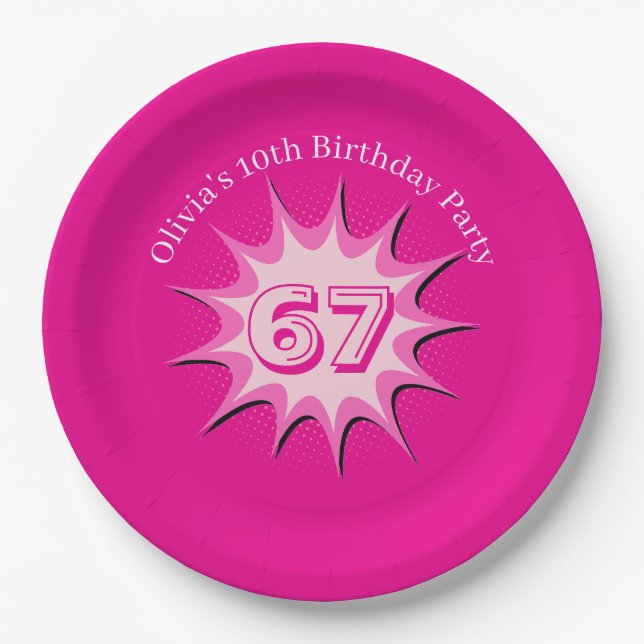 Pink Custom 67 Meme  Paper Plate (Front)