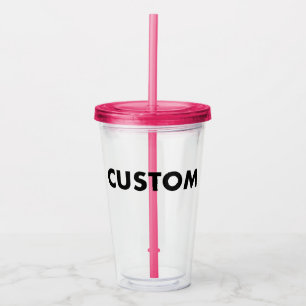 PINK Custom Acrylic Tumbler Blank with Lid & Straw