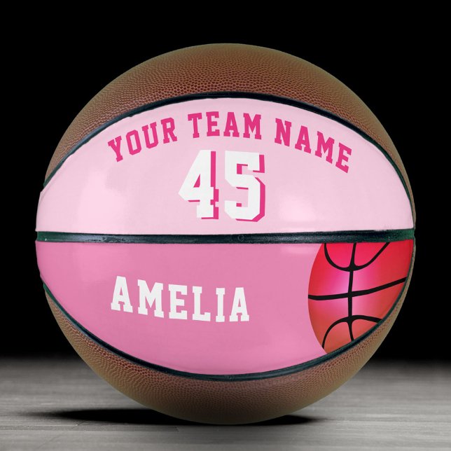 Pink Custom Basketball Girl Team Name Number (Creator Uploaded)