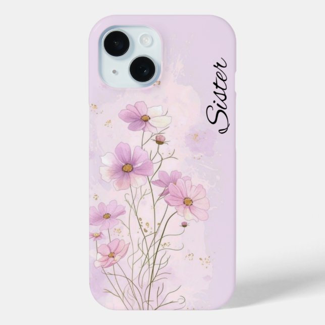 Pink Custom Birth flower Botanical Phone Case (Back)