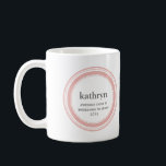 Pink custom bridesmaid bachelorette coffee mug<br><div class="desc">Custom coffee mugs make practical gifts to your bridesmaids. Let your girls know how much you appreciate them with this classy yet personal custom name mug. Personalise each cup with the recipient's name,  personal saying or inside joke.</div>